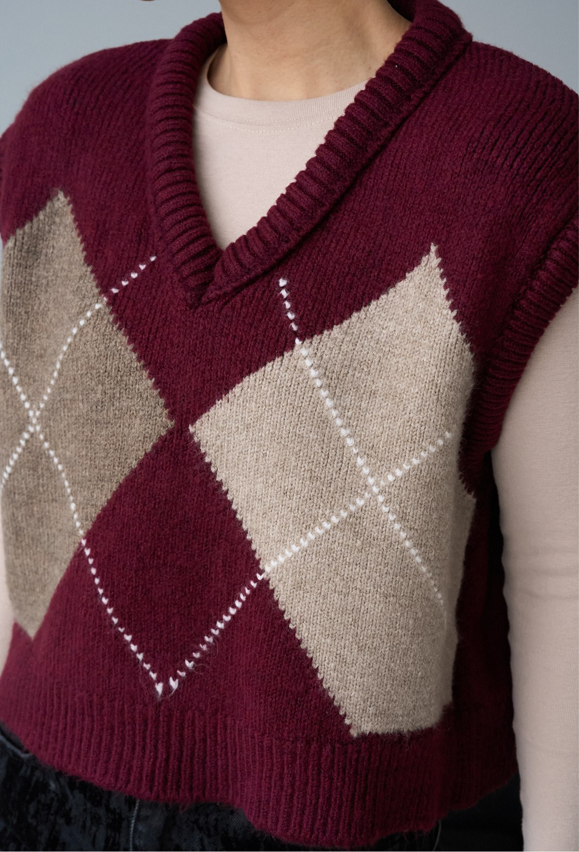 Sweater bordeaux en beige