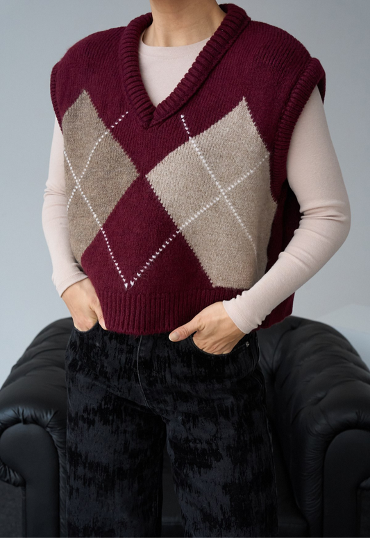 Sweater bordeaux en beige